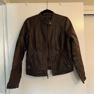 Marc Jacobs (New York) Chocolate Brown Faux Leather Moto Jacket